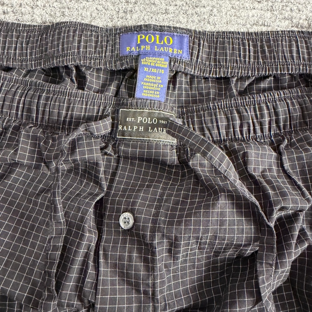 Polo Ralph Lauren Mens XL Sleepwear Pants Black Windowpane Plaid Lounge Bottoms